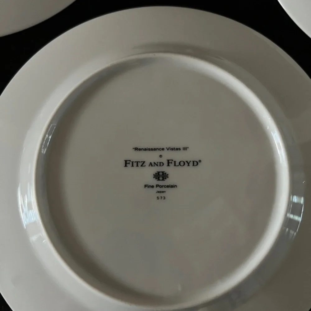 Fitz &‎ Floyd Renaissance Vistas Set Of Four Fine Porcelain Salad Plates 8